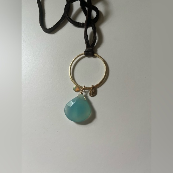 Sundance Style Gemstone Leather Necklace - Picture 2 of 3